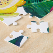 Tropische Blätter, Früchte, gouache nahtlos. Puzzle (Seite)