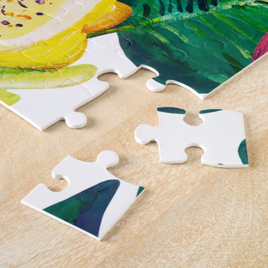 Tropische Blätter, Früchte, gouache nahtlos. Puzzle (Seite)