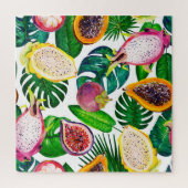 Tropische Blätter, Früchte, gouache nahtlos. Puzzle (Vertikal)