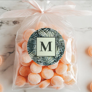 Tropische Blätter für grünes Wasser Runder Aufkleber