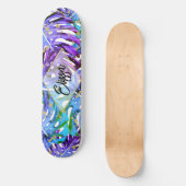Tropische Blätter für lila und Gold-Glitzer Skateboard (Vorderseite)
