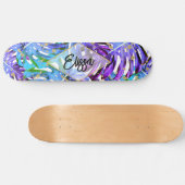 Tropische Blätter für lila und Gold-Glitzer Skateboard (Horizontal)