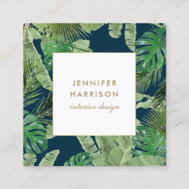 Tropische Blätter für Wasserfarben Muster auf dunk Quadratische Visitenkarte