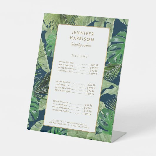 Tropische Blätter für Wasserfarben Muster auf dunk Sockelschild (Vorderseite)