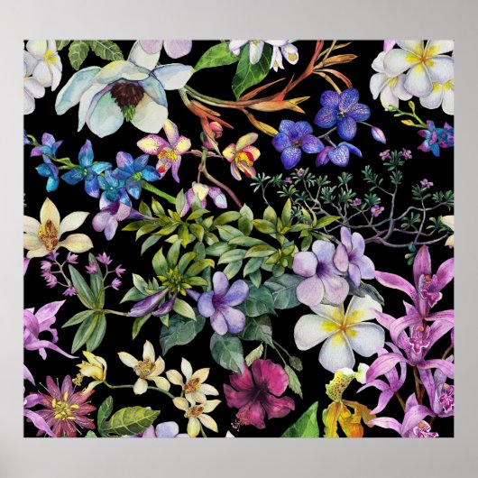 Tropische Blätter für Wasserfarben: Nahtloses Must Poster (Vorne)