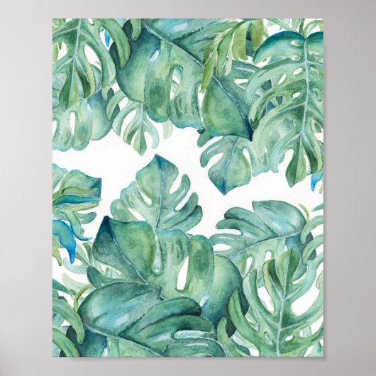 Tropische Blätter für Wasserfarben Poster (Vorne)
