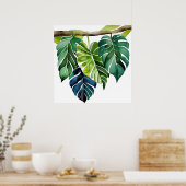 Tropische Blätter für Wasserfarben Poster (Küche)