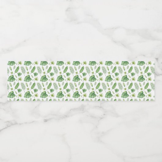 Tropische Blätter für Wasserfarben Wasserflaschenetikett (Einzelnes Label)