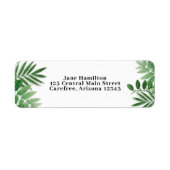 Tropische Blätter geben das Adressetikett zurück (Vorne)