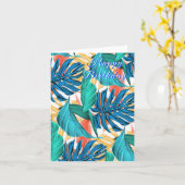 Tropische Blätter Geburtskarte Karte (Gelbe Blume)