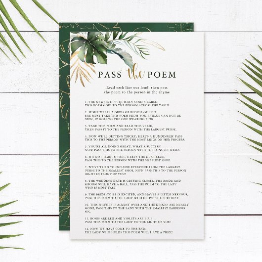 Tropische Blätter: Gedicht-Brautparty-Spiel