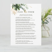 Tropische Blätter: Gedicht-Brautparty-Spiel Einladung (Stehend Vorderseite)