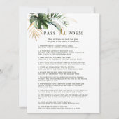 Tropische Blätter: Gedicht-Brautparty-Spiel Einladung (Vorderseite)