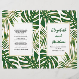 Tropische Blätter - gefaltetes Hochzeitsprogramm i