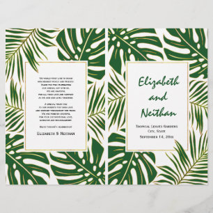 Tropische Blätter - gefaltetes Hochzeitsprogramm i