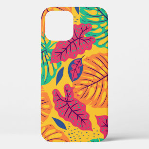 Tropische Blätter: gelbe Hintergrund-Vintage-Grafi Case-Mate iPhone Hülle