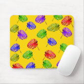 Tropische Blätter Gelbe Hintergrundmousepad Mousepad (Mit Mouse)
