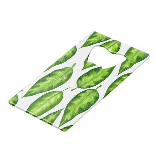 Tropische Blätter Geldbeutel Flaschenöffner (Rückseite Schrägansicht)