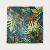 Tropische Blätter, geometrische Formen Wandteppich (Vorderseite (Horizontal))