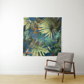 Tropische Blätter, geometrische Formen Wandteppich (Beispiel)