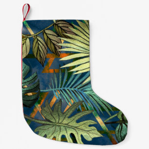 Tropische Blätter, geometrisches Formenmuster Kleiner Weihnachtsstrumpf
