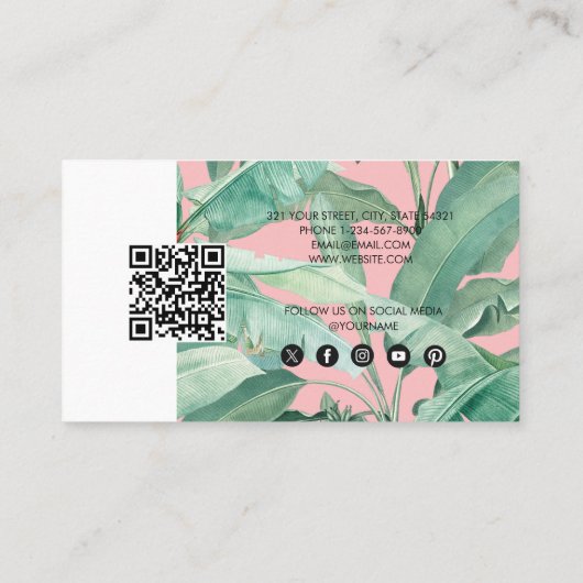 Tropische Blätter - Geschäftsleute empfehlen Freun Visitenkarte (Rückseite)