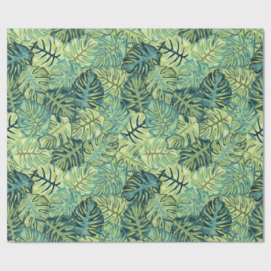 Tropische Blätter Geschenkwrap Geschenkpapier (Flach)