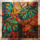 Tropische Blätter Gewebte Glaskunst Fensteraufkleber (Blatt 2)