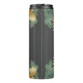 Tropische Blätter Glitzer Monogram Thermal Tumbler Thermosbecher (Rückseite)