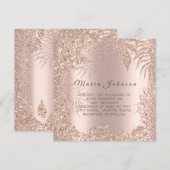 Tropische Blätter Glitzer Rahmen Blush Rose Gold Einladung (Vorne/Hinten)