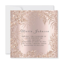 Tropische Blätter Glitzer Rahmen Blush Rose Gold