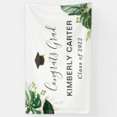 Tropische Blätter Glückwunsch Grad Graduierungspar Banner (Vertikal)