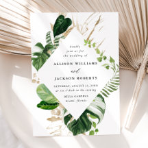 Tropische Blätter Gold Botanischer Rahmen Hochzeit