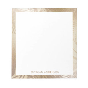 tropische Blätter Gold-Folie-Faux-Monogramm Notizblock