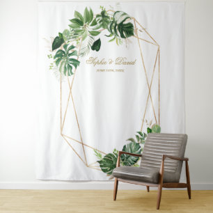 Tropische Blätter Gold Frame Wedding Prop Wandteppich