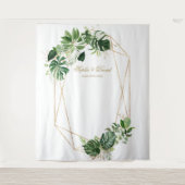 Tropische Blätter Gold Frame Wedding Prop Wandteppich (Vorderseite)