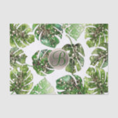 Tropische Blätter Gold Glitzer Chic Monogram Seidenpapier (Vorderseite)