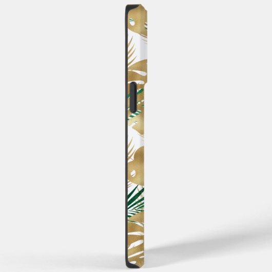 Tropische Blätter Gold & Grün, Goldname, Weiß Case-Mate iPhone Hülle (Rückseite / Rechts)