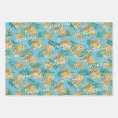 Tropische Blätter Gold/Grün, Individuelle Name, 3  (Vorderseite)