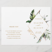 Tropische Blätter Gold-Hochzeitsprogramm (Vorderseite)