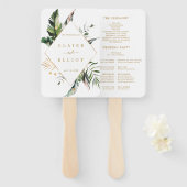 Tropische Blätter Gold-Hochzeitsprogramm Fächer (Vorne und Hinten)