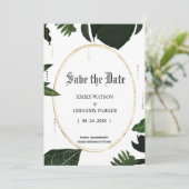 Tropische Blätter, Gold Save the Date (Stehend Vorderseite)