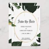 Tropische Blätter, Gold Save the Date (Vorne/Hinten)