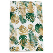 Tropische Blätter Gold und Grün Mittlere Geschenktüte (Vorderseite)