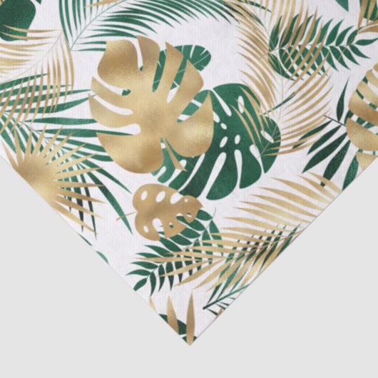 Tropische Blätter Gold und Grün Seidenpapier (Detail)