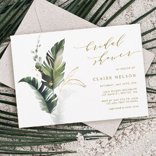Tropische Blätter Gold Wedding Brautparty Einladung
