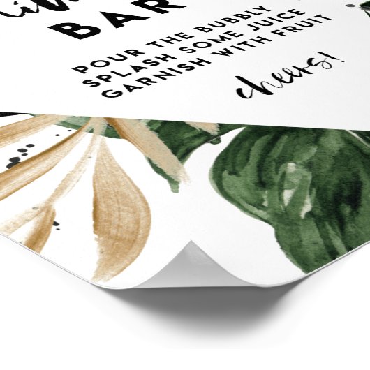 Tropische Blätter Goldene Foil Dusche Mimosa Bar S Poster (Ecke)