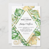 Tropische Blätter Goldene Foil Sommer-Bridal Einladung (Vorderseite)