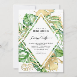 Tropische Blätter Goldene Foil Sommer-Bridal Einladung