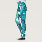 Tropische Blätter, Grafikdesign, realistische Hand Leggings (Links)